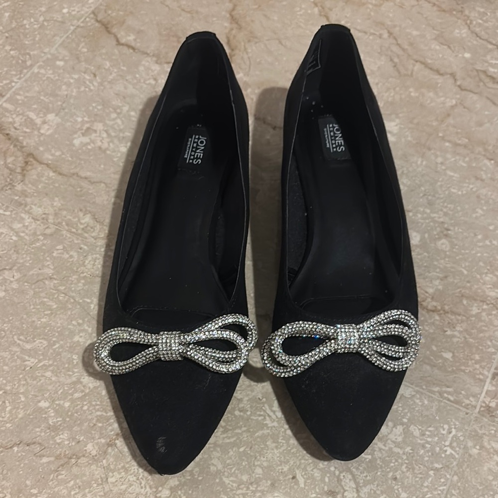 Jones New York Black and Silver Loafers with Flat Soles